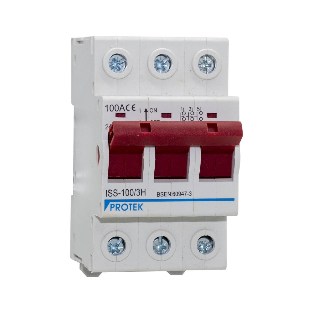 100A 3 Pole 3 Module Isolator Switch - Protek UK