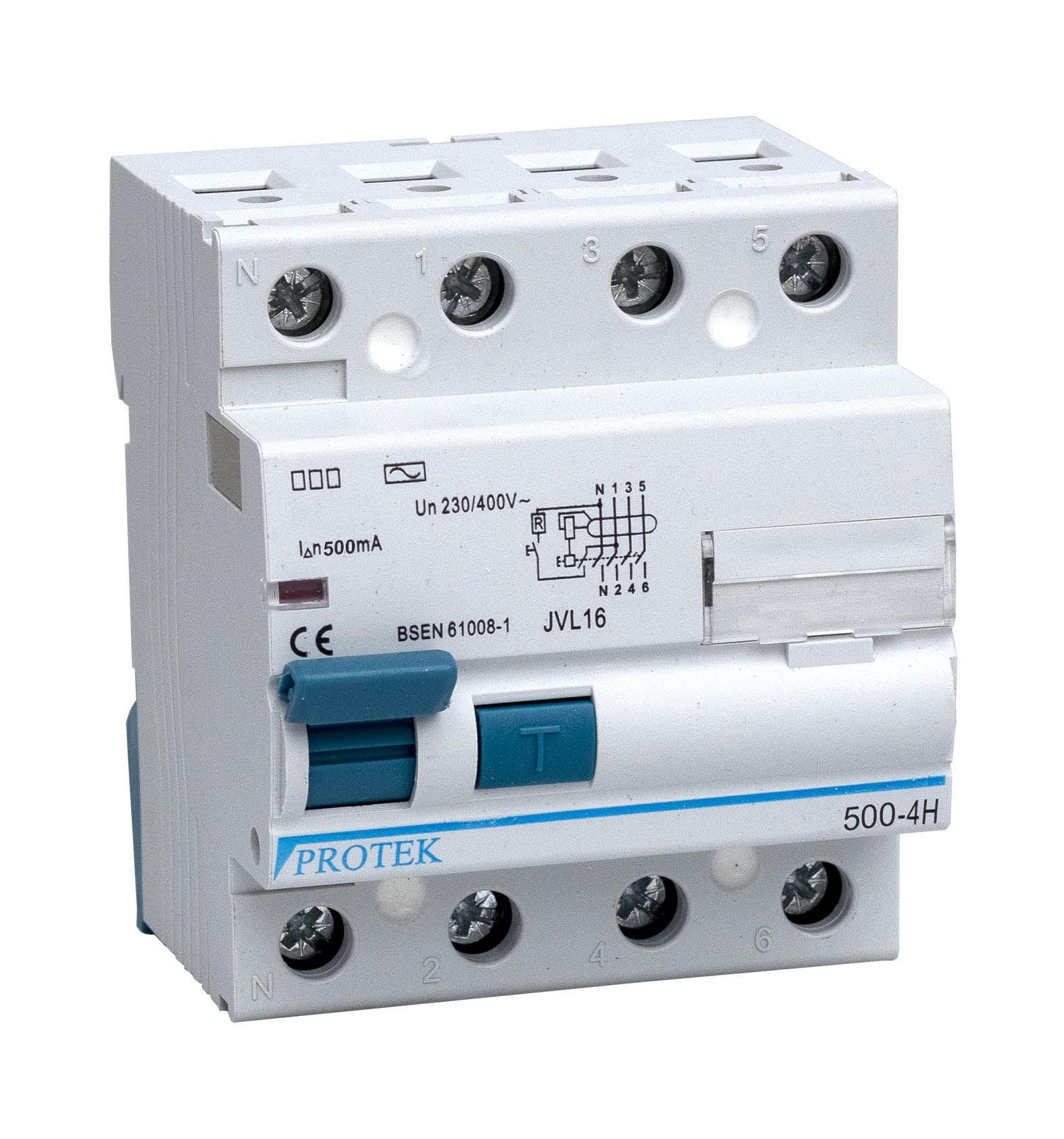 100A 4 Pole 4 Module 500mA Trip RCD 100-500-4