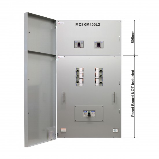 2 x Adjustable 400A 3 Pole MCCB Outgoing Kit With Enclosure To Suit 800A Panel Boards MC8KM-400L2