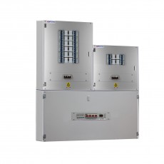 Twin Power & Lighting Boards - 250A Enclosed Metal IP3X Three Phase B Type Boards